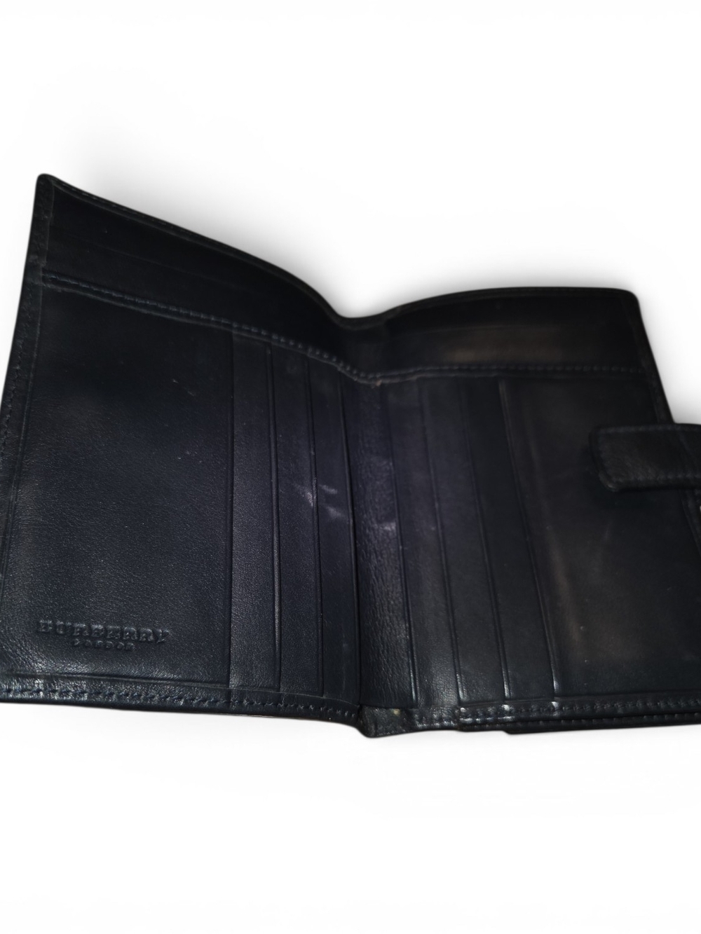 Burberry Black And Gray Plaid Foldover Wallet - Picture 6 of 9